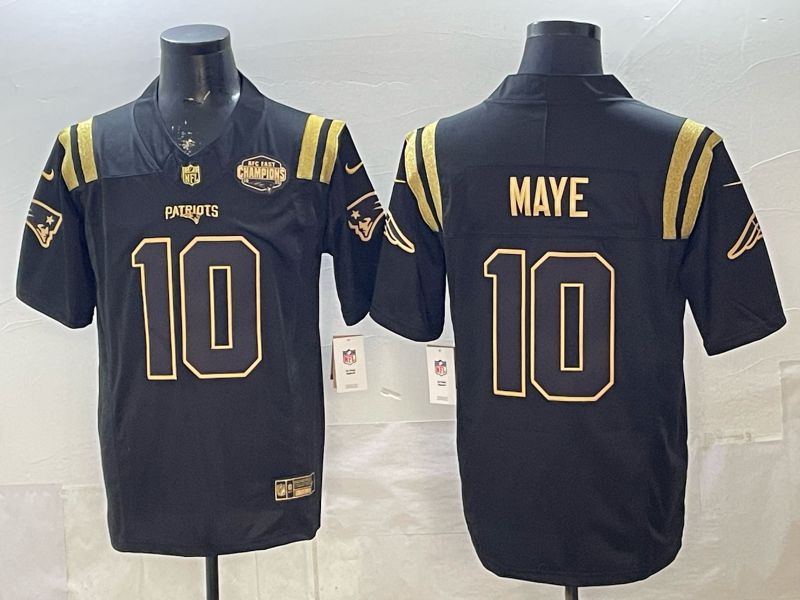 Men 2026 New England Patriots #10 Maye Black gold 3th generations Nike Limited NFL Jersey style 004